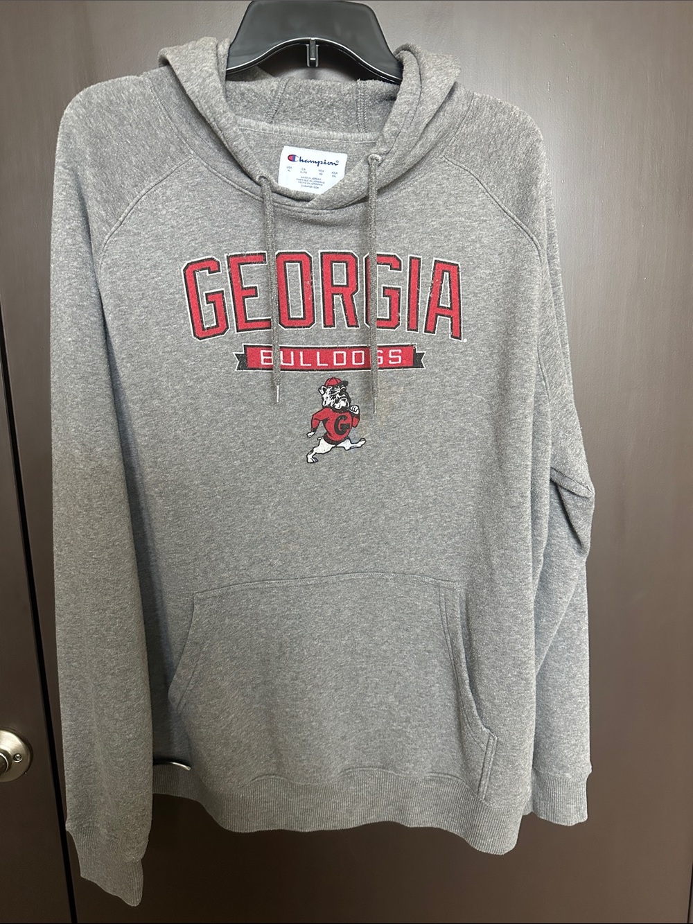 Champion Men's University of Georgia Bulldogs Grey Fleece Hoodie Size XL